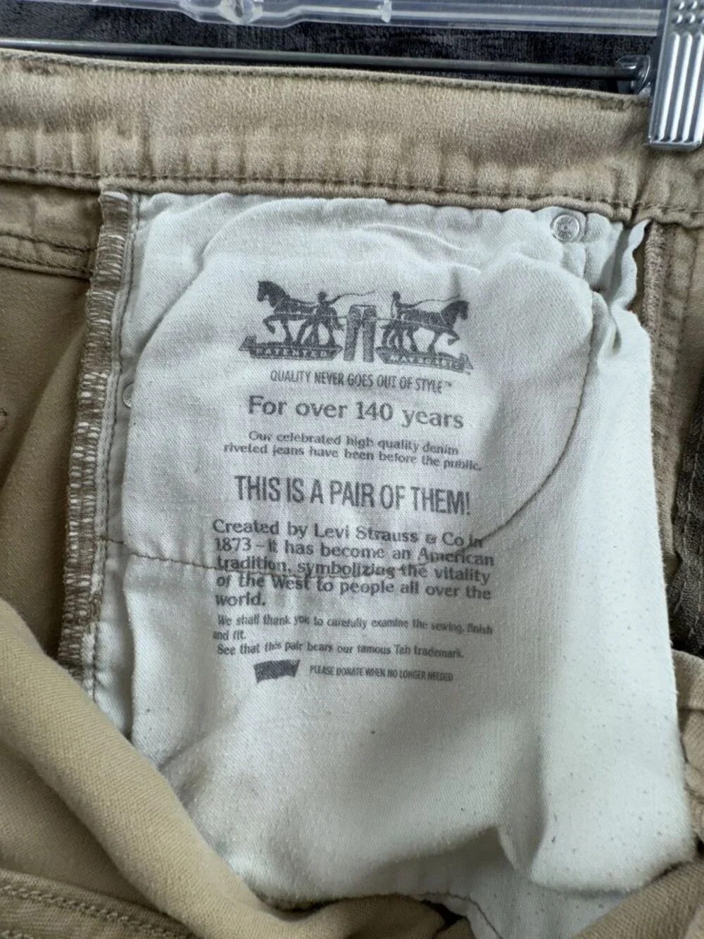 Levi's 511 Slim Fit Jeans Mens 34 X 30 Beige Khaki 100% Cotton Denim Straight Le